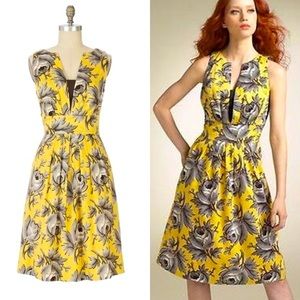 ANTHROPOLOGIE Leifsdottir Sun Field Dress 6 Yellow FLORAL Vintage